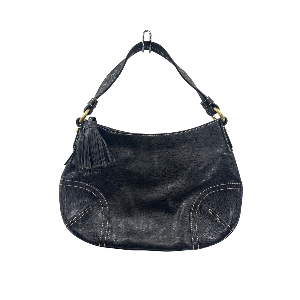 Talbots Black Leather Hobo Bag w/Tassel Accent Shoulder Bag